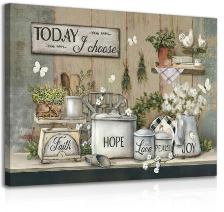 Dazzlewall Gerahmte Rustikale Küche Wandkunst Dekor, Motivierende Zitate Poster für Bauernhaus Esszimmer Dekor 12x16 zoll
