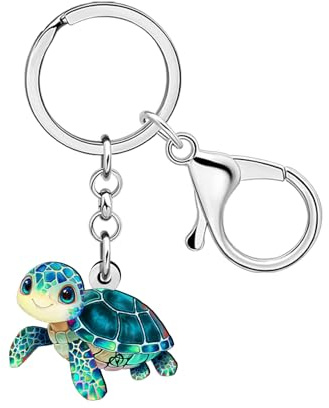 DOWAY Porte-clés Acrylique Tortue de Mer Cadeau pour Femme (Cyan)