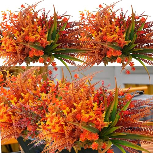 Avoik Künstliche Blumen Pflanzen, 10 Bündel Kunstblumen für Draußen Kunstpflanzen Plastikpflanzen Herbst Künstlicher Blumenstrauß Outdoor Balkonpflanzen für Balkon Außenbereich Blumenkasten Deko