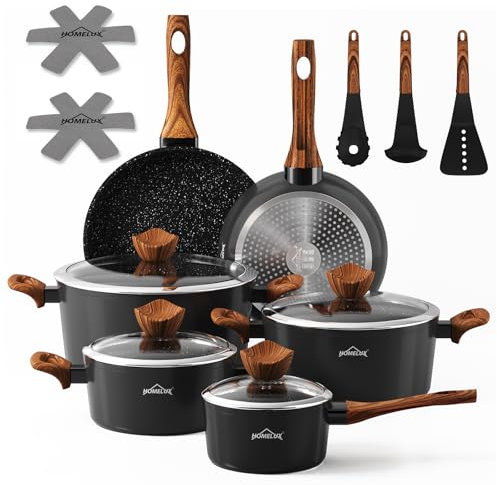 Topfset Kochtopf Set HOMELUX 15TLG Aluminiumguss Induktions Töpfe Set,Antihaftbeschichtung Pfannenset,Töpfe Set mit Deckel,Topfset Induktion für alle Herde,Töpfe & Pfannen Set