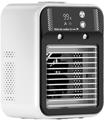 Mobile Klimaanlage Klimagerät, Wiederaufladbar Luftkühler Mit 500ml Wassetank Verdunstungskühlung Air Conditioner Portable Mit Mit 2 Geschwindigkeitsstufen Und 2 Sprühstufen Kühlgerät Für Schreibtisch