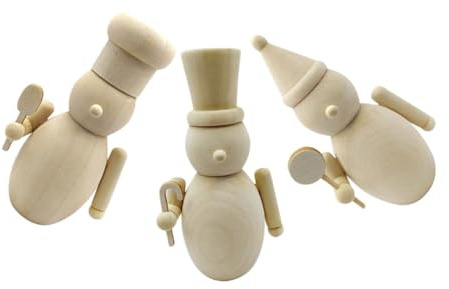 SHINEOFI 3 Pièces Figurines de Casse Noisette à Peindre Jouets DIY pour Décoration de Noël Petites Figures pour Artisanat
