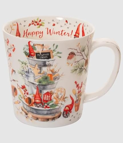 Kaffeebecher Wintergarten mit Wichteln, Kaffeetasse Tassen Teetassen Kaffeepott Henkelbecher, Wichtel