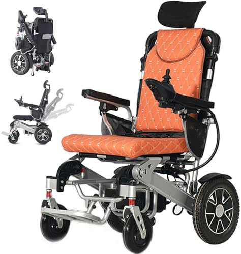 Silla de ruedas eléctrica, silla de ruedas reclinable, ligera, plegable, 25 km, todo terreno, batería de litio de 500 W y 12 Ah, ayuda a la movilidad con control remoto