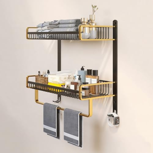 Scaffale a doppio strato, elegante soluzione per riporre oggetti, per bagno, cucina, soggiorno e camera da letto, versatile porta shampoo e cestino per nicchia