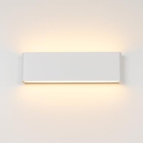 Alpinaluz LED-Wandleuchte, Weiß, 20 W, 2700 K, 30 cm, schmales Design, rechteckig, Diffusor aus Glas, modernes Aluminium, für Innen und Außen, IP54