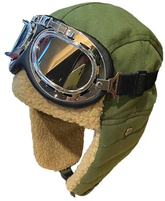 Trappermütze mit Schutzbrille, winterwarme Fliegermütze mit Ohrenklappen, winddichte Vintage-Pilotenmütze für Männer und Frauen, Outdoor, Radfahren, Camping, Angeln