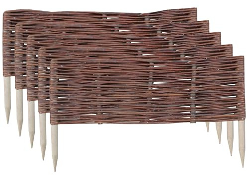 Creative Cooper pilstaket, trädgårdsset (5 stycken) – handgjort trädgårdsstaket, rabattkant och växtgräns av impregnerat naturligt landskap – 20 x 60 cm