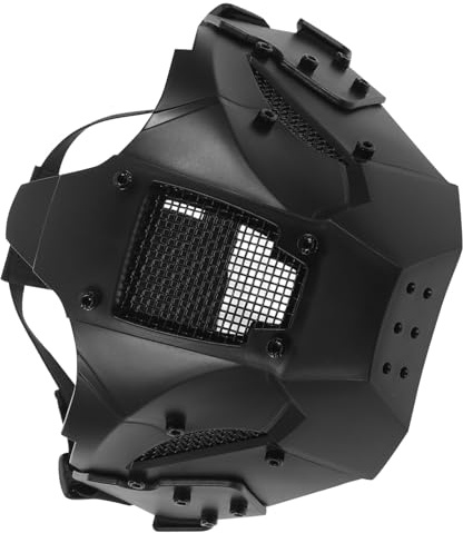 NIYANGLE Schwarze Futuristische Samurai Halbmaske aus Tpu und Stabilem Eisen für Erwachsene mit Vielseitiger Kompatibilität und Bequemem Halben Gesichtstragekomfort für Rollenspiele