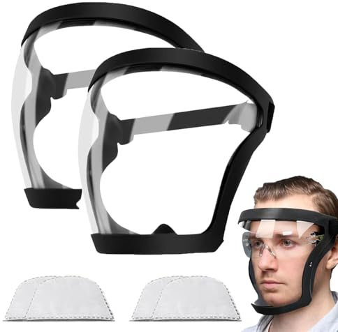 Maschera Integrale Per Il Viso Anti-appannamento In Trasparente Con Fascia Regolabile, 2Pezzi Equipaggiamento Di Protezione Completa Per Unisex E Adulti, Ingranaggi Di Protezione Per La Progettazione