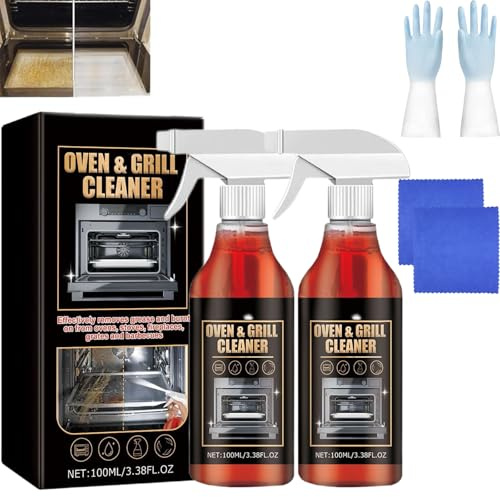 Oven Cleaner Spray Pour Graisses Brûlées Et Résidus Alimentaires,Nettoyant Puissant Four Et Barbecue,Nettoyeur Grille Barbecue,Décapant à Action Rapide for Ovens,Barbecues,Grills,Racks & Trays (2PC)