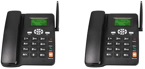 Vjsujehgy 2X Telefono Cordless da Tavolo Supporto gsm 850/1800/1900MHZ Doppia Scheda SIM 2G Telefono Fisso con Antenna Radio Spina UE