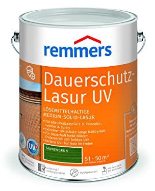 Remmers Dauerschutz-Lasur UV tannengrün, 5 Liter, Holz UV-Schutz für außen, auch für helle Farbtöne und farblos UV+, blockfest, wetterbeständig