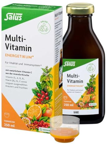 Salus Multi-Vitamin Energetikum – Tonikum zum Erhalt der natürlichen Vitalität – mit 8 wichtigen Vitaminen – vegan – 250 ml