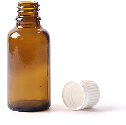 50ml ámbar de vidrio botella (redondas de Boston con blanco Tamper Evident Tapa & Dropper)