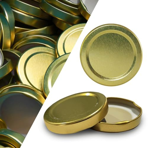 100er Set Twist off Ersatzdeckel Deckel für Sturzgläser To 43 Gold Passend für 30/37 /53/65 / 106 ml