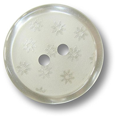 10er Set reizende naturweiße Knöpfe mit matter Oberfläche und kleinen Blüten/perlmuttartiger Rand/naturweiß, perlmutt/Kunststoffknöpfe/Ø ca. 21mm