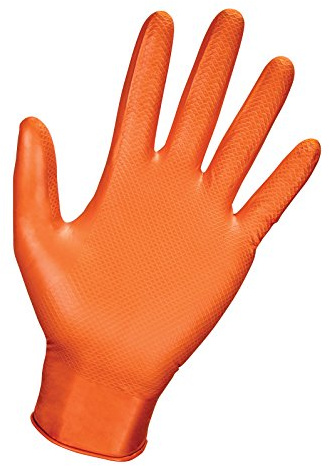 SAS Safety 66572 Astro-Grip Powder-Free Nitrile Gloves, Orange, Medium, 7 Mil Thick, Pack of 100