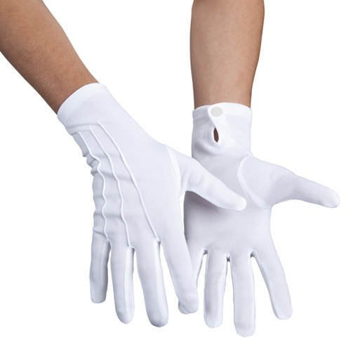 PARTY DISCOUNT Handschuhe mit Knopf & Biesen, weiß