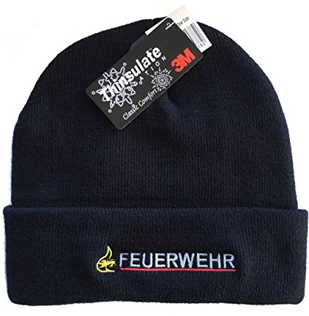 Atmungsaktive Navy Pudelmütze Feuerwehr BaWü mit Stauferlöwe Bestickt, 3M-Thinsulate Insulation