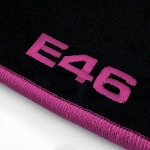Autoteppich Stylers ATS-Q300_E46-404-013 Passform Velours-Fußmatten mit Bestickung E46 und Rand in Pink