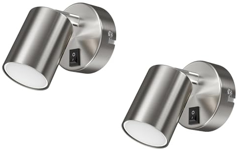 ledscom.de 2x Wandspot WAIKA Schalter chrom matt + LED Lampe warm- weiß 3-Stufen Dimmen 500lm
