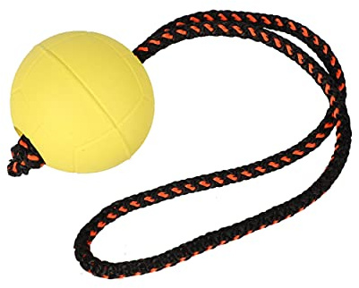 Dingo Ball BIBI Trainingsball #7 cm mit Griff 30 cm Farbe Gelb | Schwimmend, Kautschuk Gummi, Apport, Spiel mit Hund 17252