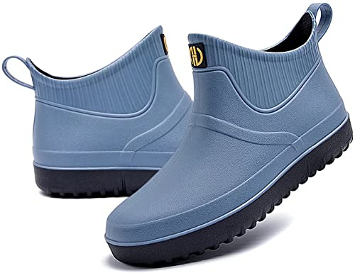 GURGER Bota de Lluvia Hombre Cortas Botas de Goma Impermeable Bota de Agua Botines Azul 42