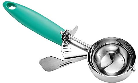JUNADAEL J Portion Scoop, 2.75 OZ Disher Scoop, #16 Cookie Scoops, Green Handle, for Portion Control, Cookie Dough, Cupcake Batter, Ice Cream, Muffin, Mashed Potatoes