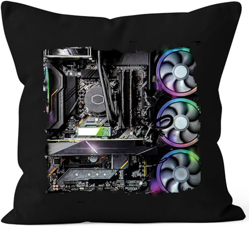 MoonWorks® Kissen-Bezug Gaming Computer-Nerd Geschenk Informatiker Gamer Zocker Dekokissen Schwarz 40cm x 40cm