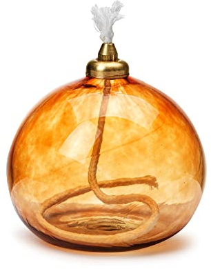 In Flore Tara Handgemachte Öllampe aus recyceltem Glas, 10 cm, Orange