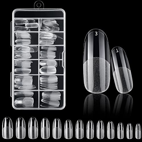 120 STÜCKE Klar Halb Mattierte Nägel Spitze Mandel Acryl Gefälschte Nägel Full Cover Künstliche Nagelspitzen 12 Größen Ovale Falsche Nägel Mittlere Länge Für Nagelstudios