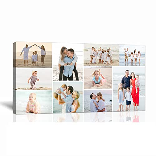 LZIMU Benutzerdefinierte Ihre Fotos auf Leinwand, personalisierte Druckbilder, Multi-Foto-Collage, benutzerdefinierte Leinwand für Heimdekoration(Collagenbild-16(25.00 x 50.00 cms))