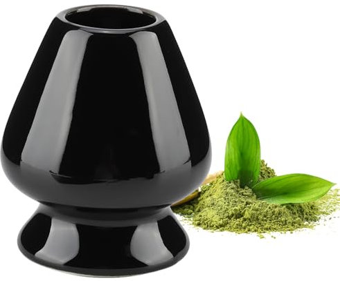 Soporte para Batidor Matcha, Soporte para Batidor Matcha de Cerámica de Té Japonés Tradicional, Soporte para Batidor Matcha Hecho a Mano(Negro)
