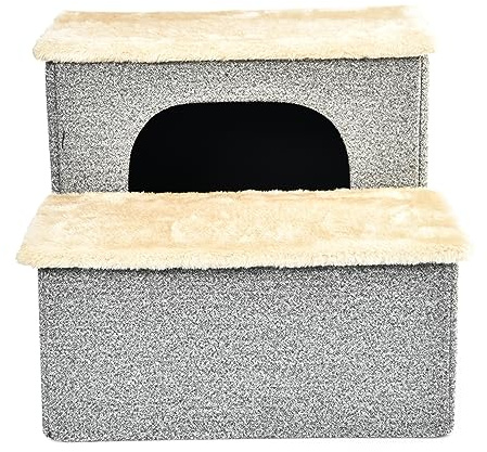 Dehner Lieblinge Haustiertreppe Sussex, faltbar, ca. 43 x 33 x 35.5 cm, grau/Creme