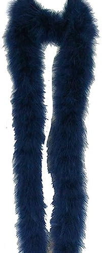Yurosiay Groß Federboa 2m Bunt Federstreifen 10cm Breit 50g Federboa Basteln Verdickt Girlande Federn Deko Natürliche Truthahnfedern Streifen Federn zum Nähen Lange Federborte Navy blau