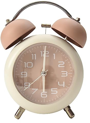Oniissy Sveglia a Doppia Campana, Sveglia in Metallo a Doppia Campana retrò con Luce Notturna, Sveglia Meccanica Silenziosa da Comodino, Adatta per Viaggi in Ufficio in Camera da Letto Domestica-Pink