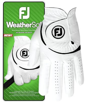 FootJoy Weathersof Herren-Golfhandschuh, Weiß/Schwarz, Größe M/L EU