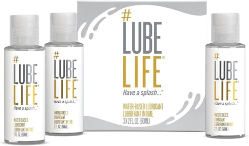 LubeLife Water-Based Lube – Personal Lubricant for Men, Women & Couples, Travel Size, Non-Staining, Easy Clean-Up, Toy-Safe, 3 x 2 Fl Oz