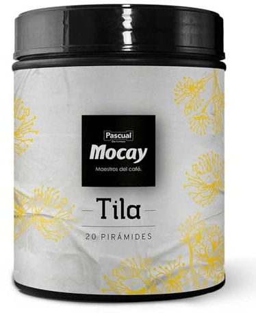 Caffé Mocay – Tila, Infusión Relajante, 50 gramos– Pack 2 Latas de 20 Pirámides – 40 Pirámides Compostables