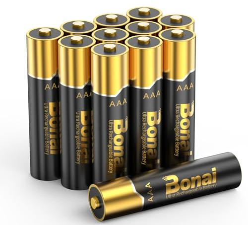 BONAI AAA Rechargeable Batteries 12 Pack, 1.2V 1100mAh High Capacity Ni-MH Batteries, Low Self-Discharge for TV Remotes, Wireless Mouse, Keyboard and Toys