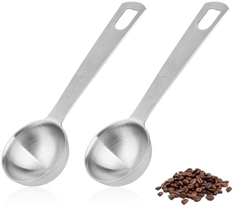 2 Esslöffel aus Edelstahl, Kaffeelöffel Portionierer, Kaffeemesslöffel, kleiner Metalllöffel, Kaffeelöffel für gemahlenen Kaffee, Löffel aus Edelstahl(15ml)