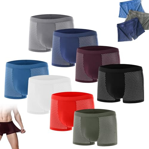 Boxer in Fibra di Bambù da 8 Pezzi, Boxer in Fibra di Bambù, Boxer in Bambù per Intimo da Uomo Comfort per Tutto il Giorno, Intimo da Uomo in Bambù Boxer in Bambù