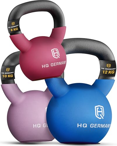 HQ Germany® Kettlebell Neopren [optimaler Bodenschutz] - Set 8+10+12kg