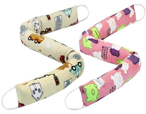 Weighted Door Draft Stopper, 2 Pack 90 cm Under Door Blocker, Bottom Of Door Window Air Noise Light Gap Filler, Saving Energy Cartoon Print Canvas Cotton 1.1Kg (Pig Car)