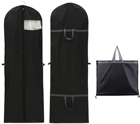 1 Pack Long Dress Covers Bag Dust Proof Clothes Covers Moth Proof Garment Bag Wedding Dress Bag Folding Long Coat Cover for Coat Gowns Dresses Shirts Suits Jackets Storage (Black)