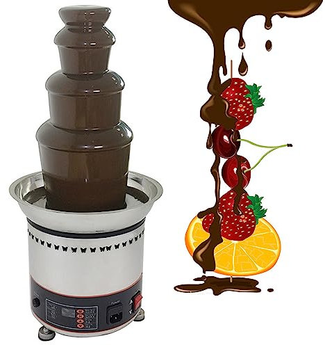 LZDOYY Chocolate Fondue Fountain,Electric Chocolate Melting Machine,Stainless Steel Party Fountain,Hot Chocolate Fountain Pot for Nacho Cheese,BBQ Sauce,Ranch,Liqueurs,4floors