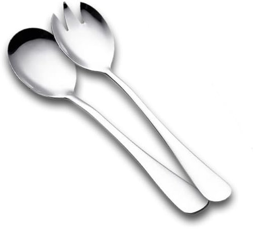 Salatbesteck aus Edelstahl, Set – 2-teilig, 20 cm lang, Salatlöffel und Salatgabel mit Spitze der Marke Küchenheld, Rostfrei, Spülmaschinenfest, Hochwertig und Langlebig – Ideal für Salate und Servier