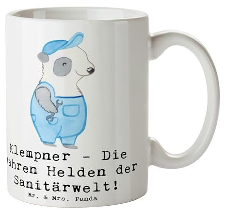 Mr. & Mrs. Panda Tasse Klempner Helden - Geschenk, Hingabe, Designer Tasse, Geschenke für Berufstätige, Geschenke mit Herz, Wasserhähne reparieren,