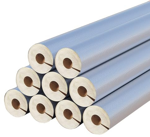 Tubo de espuma aislante for tuberías, envoltura de espuma aislante autoadhesiva de extremo abierto con papel de aluminio, lana de vidrio aislante térmica resistente a altas temperaturas(ID48MM/TH50MM)